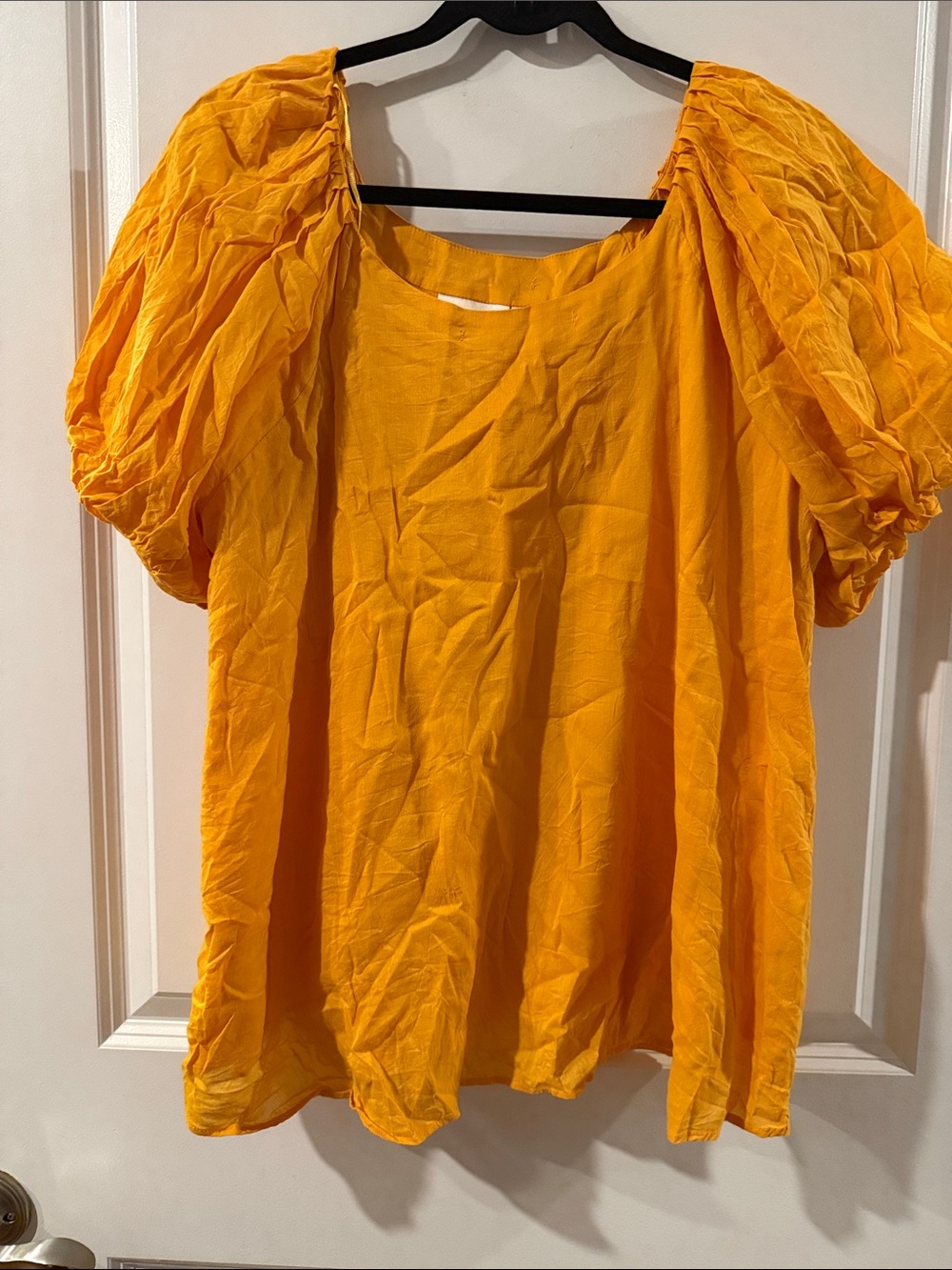Maeve Golden Yellow Puff-Sleeve Tunic Top